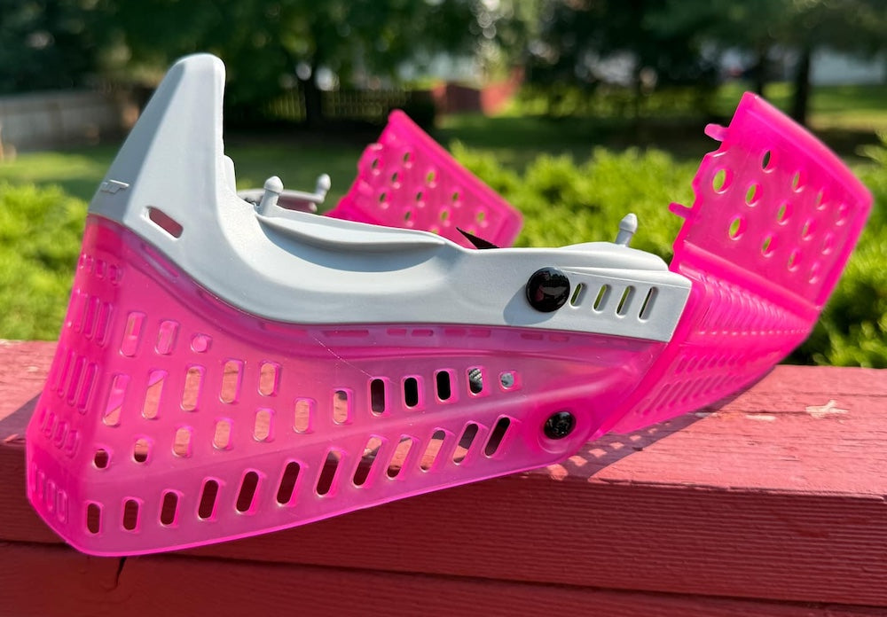 JT Proflex Facemask Nuclear Translucent Pink  Bottom et Oreilles