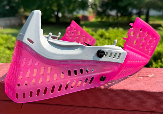 JT Proflex Facemask Nuclear Translucent Pink  Bottom et Oreilles